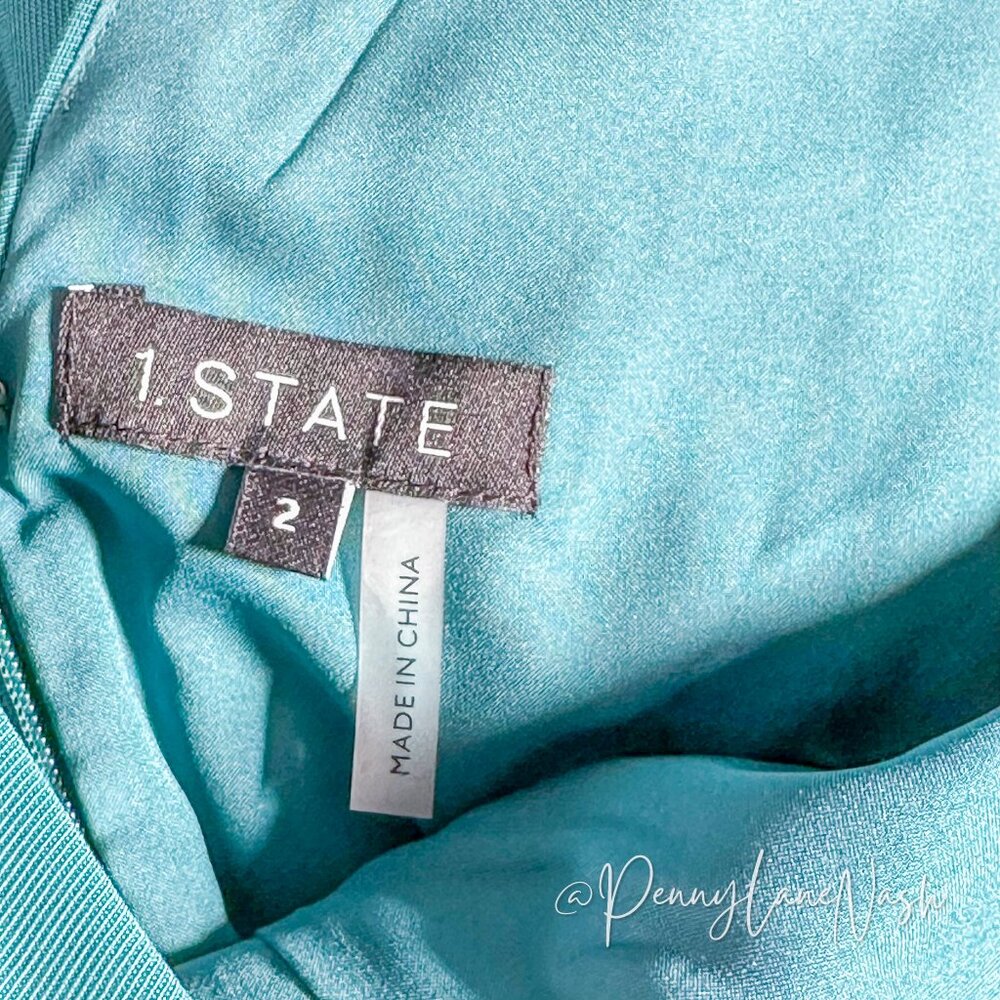 NWT 1.State Sleeveless Twill V Neck Wrap Jumpsuit Teal Size 2 - Picture 7 of 15